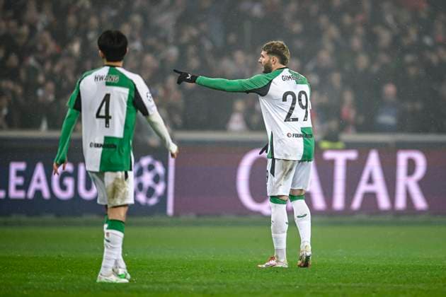Feyenoord Rotterdam forwarder Santiago Gimenez, during the match Lille Feyenoord at the Stade Pierre Mauroy for the UEFA Champions League League phase Matchday 8 season 2024 2025 in LILLE, France on 29 januari 2025, photo by Stefan Koops EYE4images DeFodi Images Defodi 746 211569 Defodi-746