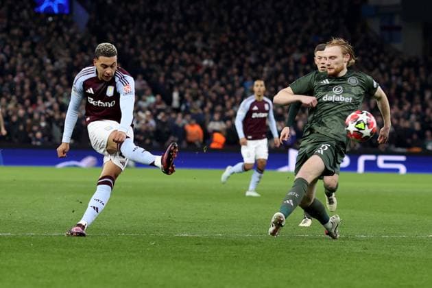 Aston Villa gegen Celtic FC 29. Januar 2025, Aston UEFA Champions League Fußball Aston Villa gegen Celtic Morgan Rogers von Aston Villa erzielt das zweite Tor Foto Charlotte Wilson Abseits Aston UK  Copyright: xCharlottexWilsonx xOffsidexOffside