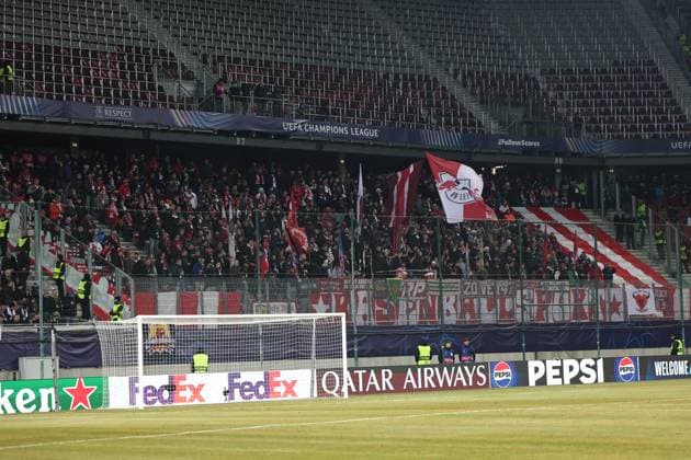 SOCCER - UEFA CL, Sturm vs RB Leipzig KLAGENFURT,AUSTRIA,29.JAN.25 - SOCCER - UEFA Champions League, SK Sturm Graz vs RasenBallsport Leipzig. Image shows fans of RB Leipzig.  GEPAxpictures xChrisxBauer
