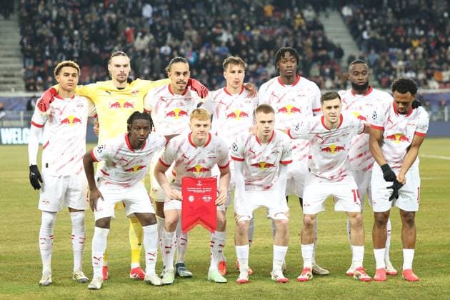 SOCCER - UEFA CL, Sturm vs RB Leipzig KLAGENFURT,AUSTRIA,29.JAN.25 - SOCCER - UEFA Champions League, SK Sturm Graz vs RasenBallsport Leipzig. Image shows the team of RB Leipzig.  GEPAxpictures xChrisxBauer