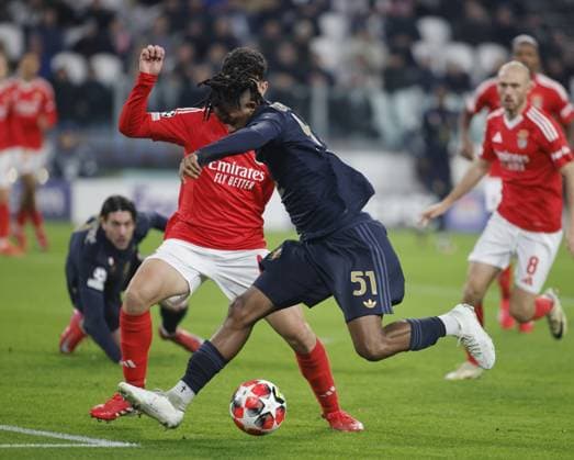 Samuel Mbangula of Juventus FC during the Uefa Champions League, 2024 25 season, football match between Juventus FC and Benfica Lisbona on 29 January 2025 at Allianz Stadium, Turin, Italy. Photo Nderim Kaceli  Copyright: xNderimxKaceli IPAxSportx xipa-agency.netx xx IPA_53439087 IPA_Agency_IPA53439087