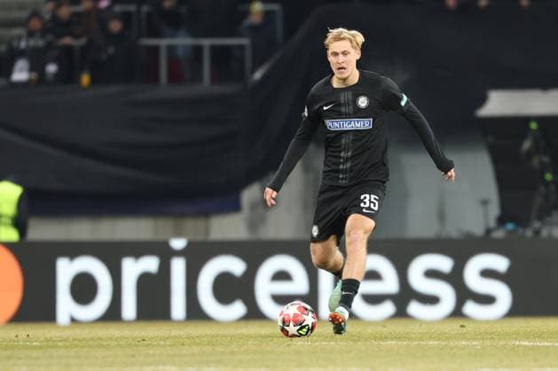 SOCCER - UEFA CL, Sturm vs RB Leipzig KLAGENFURT,AUSTRIA,29.JAN.25 - SOCCER - UEFA Champions League, SK Sturm Graz vs RasenBallsport Leipzig. Image shows Niklas Geyrhofer (Sturm).  GEPAxpictures xChrisxBauer