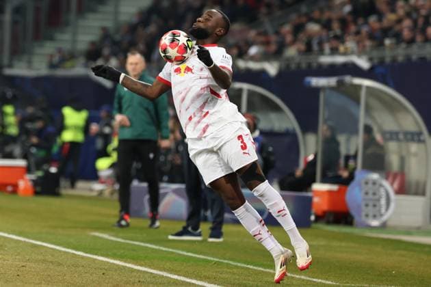 SOCCER - UEFA CL, Sturm vs RB Leipzig KLAGENFURT,AUSTRIA,29.JAN.25 - SOCCER - UEFA Champions League, SK Sturm Graz vs RasenBallsport Leipzig. Image shows Lutsharel Geertruida (RB Leipzig).  GEPAxpictures xChrisxBauer