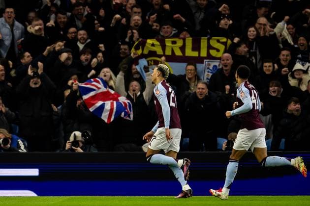 Aston Villa v Celtic Champions League 29 01 2025. GOAL scores 2-0 Aston Villa midfielder Morgan Rogers (27) scores and celebrates during the Champions League match between Aston Villa and Celtic at Villa Park, Birmingham, England on 29 January 2025. Birmingham Villa Park West Midlands England Editorial use only , Copyright: xManjitxNarotrax PSI-21358-0013