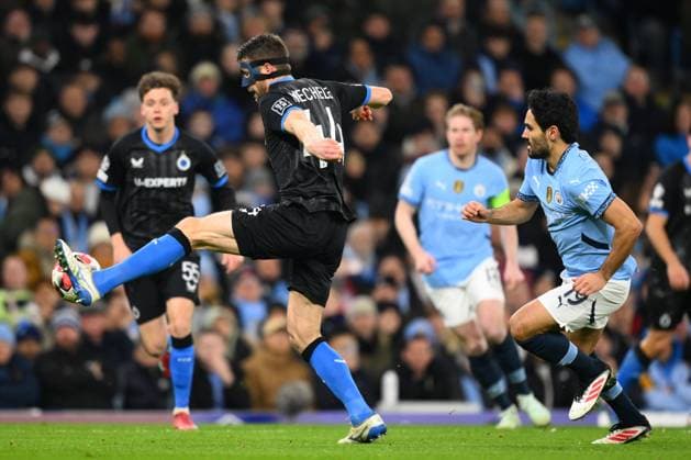 Manchester City v Club Brugge - UEFA Champions League MANCHESTER, ENGLAND - JANUARY 29 : Gundogan Ilkay midfielder of Manchester City and Mechele Brandon defender of Club Brugge battle for the ball during the UEFA Champions League 2024 25 League Phase MD8 match between Manchester City and Club Brugge on January 29, 2025 in Manchester, England, 29 01 2025 Manchester England  Copyright: xTomasxSiskx