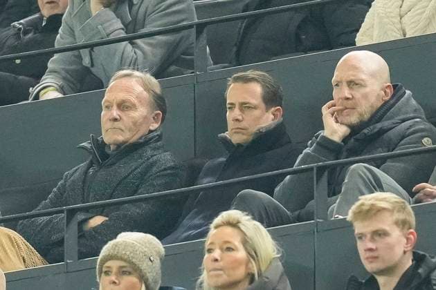 Hans Joachim Watzke Borussia Dortmund , Lars Ricken Borussia Dortmund and Matthias Sammer looks on during the UEFA Champions League 2024 25 League Phase MD8 match between Borussia Dortmund and FC Shakhtar Donetsk at Signal Iduna Park on January 29, 2025 in Dortmund, Germany Photo by Alex Gottschalk DeFodi Images Defodi 001 20250129 1327598 Defodi-001