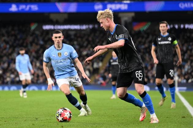 Manchester City v Club Brugge - UEFA Champions League MANCHESTER, ENGLAND - JANUARY 29 : Seys Joaquim defender of Club Brugge in action during the UEFA Champions League 2024 25 League Phase MD8 match between Manchester City and Club Brugge on January 29, 2025 in Manchester, England, 29 01 2025 Manchester England  Copyright: xTomasxSiskx