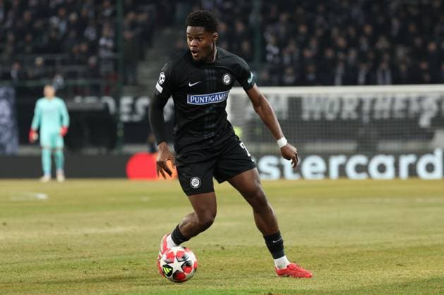 SOCCER - UEFA CL, Sturm vs RB Leipzig KLAGENFURT,AUSTRIA,29.JAN.25 - SOCCER - UEFA Champions League, SK Sturm Graz vs RasenBallsport Leipzig. Image shows Tochi Chukwuani (Sturm).  GEPAxpictures xChrisxBauer