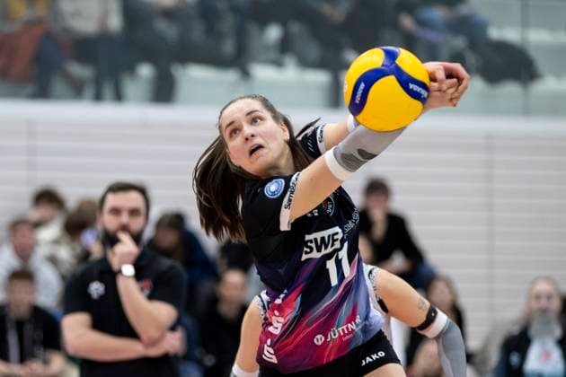 1 Volleyball Bundesliga Women Schwarz Weiss Erfurt vs VfB Suhl LOTTO Thüringen Erfurt 29 01 2025 Mia Anna Stauß 11 Schwarz Weiss Erfurt 1 Volleyball Bundesliga Women Schwarz Weiss Erfurt vs VfB Suhl LOTTO Thüringen Riethsporthalle Erfurt 29 01 2025 Copyright: xBEAUTIFULxSPORTS Duehringx