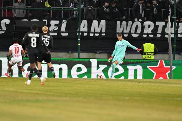 SOCCER - UEFA CL, Sturm vs RB Leipzig KLAGENFURT,AUSTRIA,29.JAN.25 - SOCCER - UEFA Champions League, SK Sturm Graz vs RasenBallsport Leipzig. Image shows Kjell Scherpen (Sturm).  GEPAxpictures xAvnixRetkoceri