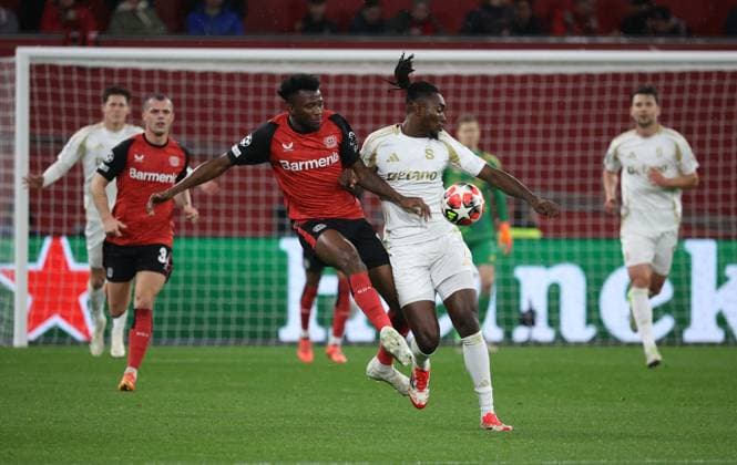 Edmond Faycial Tapsoba Bayer , Victor Olatunji Prague , Champions League, Matchday 8, Bayer 04 Leverkusen vs Sparta Prague, Leverkusen, Germany, 29 01 2025