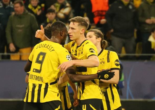 29 01 2025, xgrfx, Football UEFA Champions League, Borussia Dortmund Shakhtar Donetsk v l Goal, Serhou Guirassy Borussia Dortmund DFL DFB REGULATIONS PROHIBIT ANY USE OF PHOTOGRAPHS as IMAGE SEQUENCES and or QUASI VIDEO Dortmund
