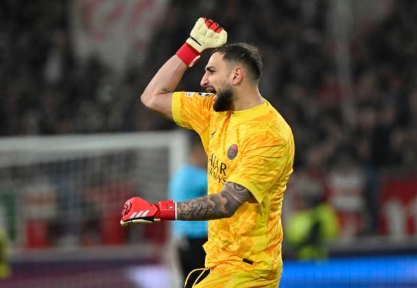Goal celebration goalkeeper Gianuigi Donnarumma FC Paris Saint Germain PSG 01 after GOAL to 0 2 Ousmane Dembele FC Paris Saint Germain PSG 10 not in picture Champions League VfB Stuttgart vs Paris St Germain PSG 29 01 2025 DFL REGULATIONS PROHIBIT ANY USE OF PHOTOGRAPHS AS IMAGE SEQUENCES AND OR QUASI VIDEO Champions League VfB Stuttgart vs Paris St Germain PSG