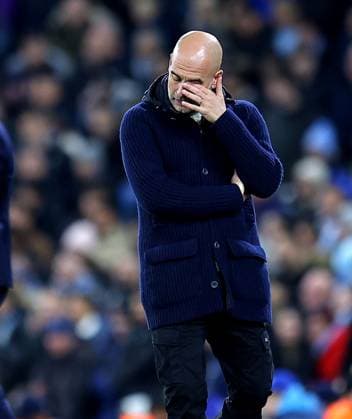 Josep Guardiola manager of Manchester City reacts Manchester City v Club Brugge, UEFA Champions League, Group Stage, Football, Etihad Stadium, Manchester, UK - 29 Jan 2025 EDITORIAL USE ONLY No use with unauthorised audio, video, data, fixture lists, club league logos or live services. Online in-match use limited to 120 images, no video emulation. No use in betting, games or single club league player publications. Copyright: xShutterstockx 15123154l