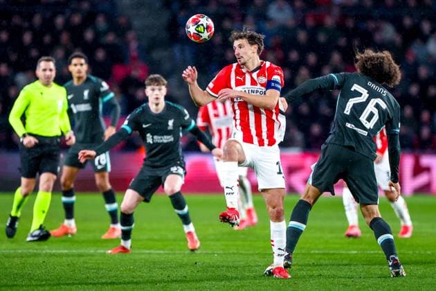 EINDHOVEN, 29-01-2025, Philips Stadium, UEFA Champions League season 2024 25, match between PSV and Liverpool, PSV player Olivier Boscagli PSV - Liverpool  x27613179x Copyright: