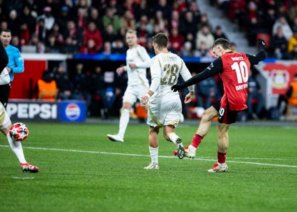 Leverkusen, Bayarena, 29 01 2025 Florian Wirtz of Leverkusen scores the 1 0 goal during the championsleague match between Bayer 04 Leverkusen v Sparta Prague