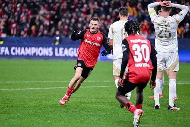 29 01 2025, Football, Champions League, Matchday 8, Season 2024 2025, Bayer 04 Leverkusen Sparta Prague, Florian Wirtz Bayer Leverkusen celebrates the goal for 1 0 xRHR PHOTO TKx Copyright: RHR-FOTOx RHR-FOTO TK