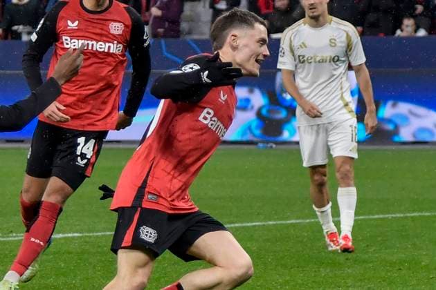 Florian Wirtz Leverkusen 10 celebrates after scoring 1 0 29 01 2025 Soccer Champions League, Bayer Leverkusen vs Sparta Prague, BayArena, Leverkusen, Copyright: xpepphotox xHorstxMauelshagenx pep00321, pep_20250129_hm_0369