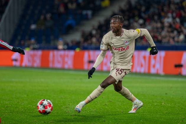SOCCER - UEFA CL, RBS vs Atletico SALZBURG,AUSTRIA,29.JAN.25 - SOCCER - UEFA Champions League, Red Bull Salzburg vs Atletico Madrid. Image shows Dorgeles Nene (RBS).  GEPAxpictures xWolfgangxKofler