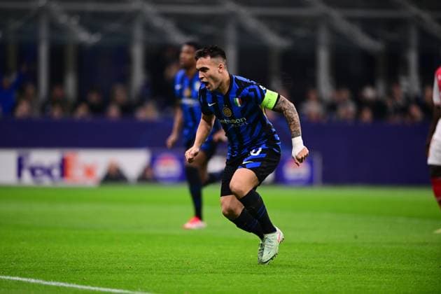 FC Internazionale Milano v AS Monaco - UEFA Champions League 2024 25 League Phase MD8 Lautaro Martinez of Inter Milan celebrates after scoring his team s first goal during the UEFA Champions League 2024 25 League Phase MD8 match between Inter Milan and AS Monaco at San Siro Stadium in Milan, Italy, on January 29, 2025. Milan Lombardy Italy  Copyright: xAndreaxDiodatox originalFilename:diodato-intermil250129_np7Mq.jpg