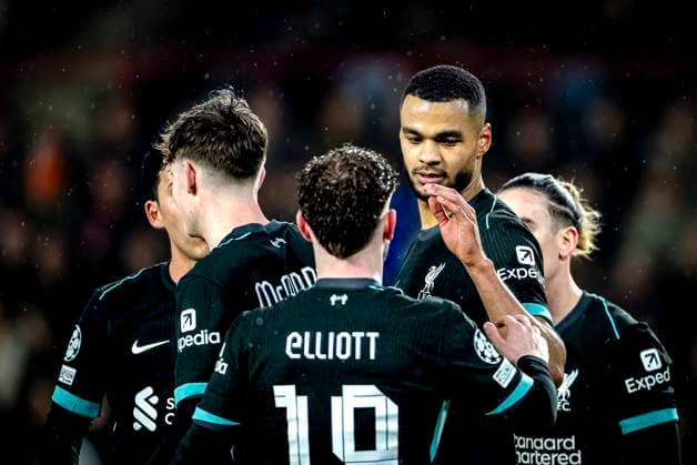 Liverpool FC forwarder Cody Gakpo celebrating the goal during the match PSV Liverpool at the Philips stadium for the Champions League League phase Matchday 8 season 2024 2025 in EINDHOVEN, Netherlands on 29 january 2025, photo by Marcel van Dorst EYE4images DeFodi Images Defodi 746 211625 Defodi-746
