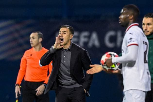 GNK Dinamo v AC Milan - UEFA Champions League 2024 25 League Phase MD8 Head Coach of Dinamo Zagreb Fabio Cannavaro reacts during the UEFA Champions League 2024 25 League Phase MD8 match between GNK Dinamo and AC Milan at Maksimir Stadium on January 29, 2025. in Zagreb, Croatia.  MarkoxLukunic PIXSELL
