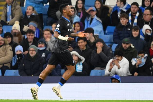 Manchester City v Club Brugge - UEFA Champions League MANCHESTER, ENGLAND - JANUARY 29 : Onyedika Raphael midfielder of Club Brugge celebrates scoring a goal during the UEFA Champions League 2024 25 League Phase MD8 match between Manchester City and Club Brugge on January 29, 2025 in Manchester, England, 29 01 2025 Manchester England  Copyright: xTomasxSiskx