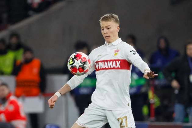 Chris Führich, Fuhrich VfB Stuttgart, 27 on the ball , Football, UEFA Champions League, Matchday 8, 2024 2025, VfB Stuttgart vs Paris St Germain, 29 01 2025, Arena Stuttgart, Stuttgart, Germany Stuttgart Arena Stuttgart Baden Württemberg Germany Copyright: xGrantxHubbsx
