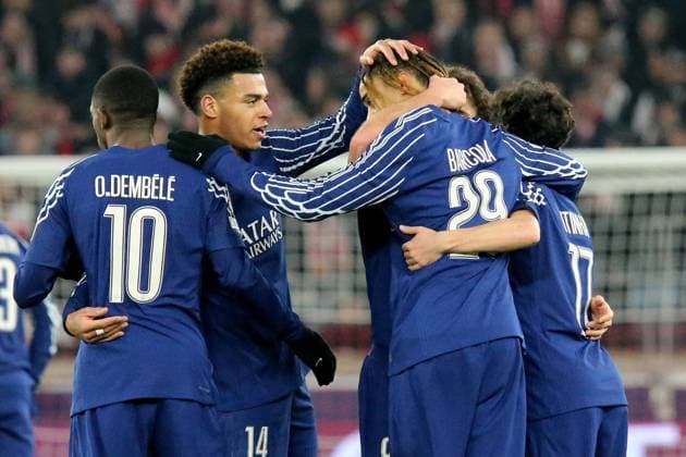 29 01 2025, xmohx, Football UEFA Champions League, VfB Stuttgart Paris St Germain v l Goal celebration after the goal to celebrate the goal celebrate 0 2 by Ousame Dembele PSG Paris St Germain DFL DFB REGULATIONS PROHIBIT ANY USE OF PHOTOGRAPHS as IMAGE SEQUENCES and or QUASI VIDEO Stuttgart