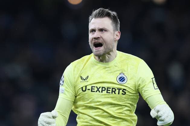 Club s goalkeeper Simon Mignolet celebrates during a soccer game between English Manchester City and Belgian Club Brugge KV, Wednesday 29 January 2025 in Manchester, United Kingdom, on the eight day (out of 8) of the UEFA Champions League league phase. BRUNOxFAHY  x111416451x