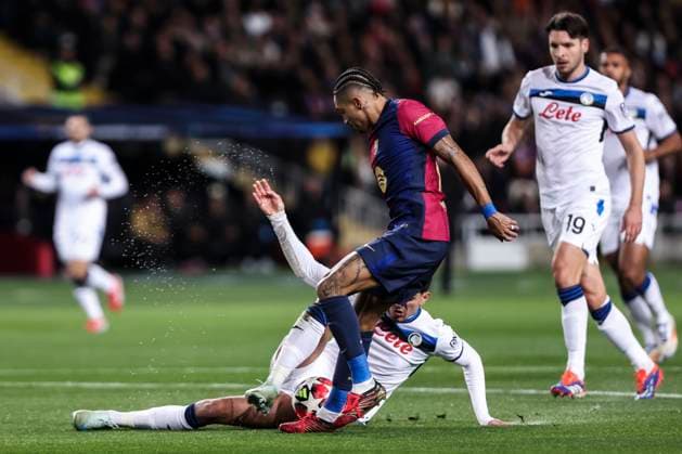 January 29, 2025, Barcelona, Barcelona, SPAIN: Raphinha Dias Belloli of FC Barcelona, Barca in action during the UEFA Champions League 2024 25 League Phase MD8, match between FC Barcelona and Atalanta BC at Estadi Olimpic Lluis Companys on January 29, 2025 in Barcelona, Spain. Barcelona SPAIN - ZUMAa181 20250129_zaa_a181_054 Copyright: xJavierxBorregox