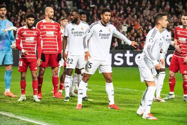 FOOTBALL: BREST vs REAL MADRID Baptiste AUTISSIER MAXPPP - Guingamp 29 01 2025 Baptiste AUTISSIER Maxppp Guingamp ; 29 01 2025 ; Jude Bellingham lors du match Brest vs Real Madrid comptant pour la 8e journee de la Ligue des Champions a Guingamp le 29 janvier 2025. Guingamp Guingamp Bretagne France  Copyright: xMAXPPPxBaptistexAUTISSIERx BAU202501299965 BAU202501299965