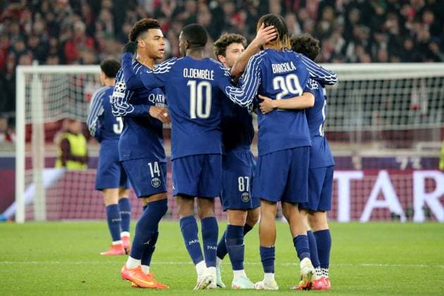29 01 2025, xmohx, Football UEFA Champions League, VfB Stuttgart Paris St Germain v l Goal celebration after the goal to celebrate the goal celebrate 0 2 by Ousame Dembele PSG Paris St Germain DFL DFB REGULATIONS PROHIBIT ANY USE OF PHOTOGRAPHS as IMAGE SEQUENCES and or QUASI VIDEO Stuttgart