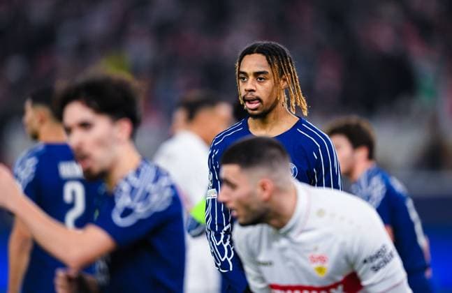 Bradley Barcola Paris Saint Germain looks thoughtful during the UEFA Champions League 2024 25 League Phase MD8 match between VfB Stuttgart and Paris Saint Germain at MHPArena on January 29, 2025 in Stuttgart, Germany Photo by Silas Schueller DeFodi Images Defodi 738 738 VFBPSG 20250129 179 Defodi-738