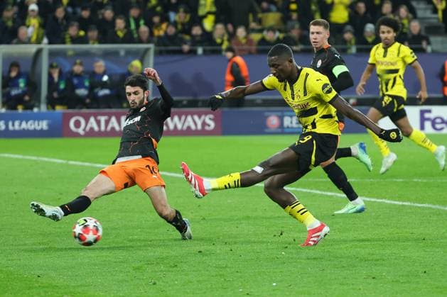 UEFA Champions League Borussia Dortmund Shakhtar Donetsk on 29 01 2025 at Signal Iduna Park in Dortmund Serhou Guirassy Dortmund 9 scores the goal to make it 2 - 0 MH