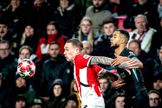 PSV Eindhoven defender Rick Karsdorp , Liverpool FC forwarder Cody Gakpo during the match PSV Liverpool at the Philips stadium for the Champions League League phase Matchday 8 season 2024 2025 in EINDHOVEN, Netherlands on 29 january 2025, photo by Marcel van Dorst EYE4images DeFodi Images Defodi 746 211641 Defodi-746