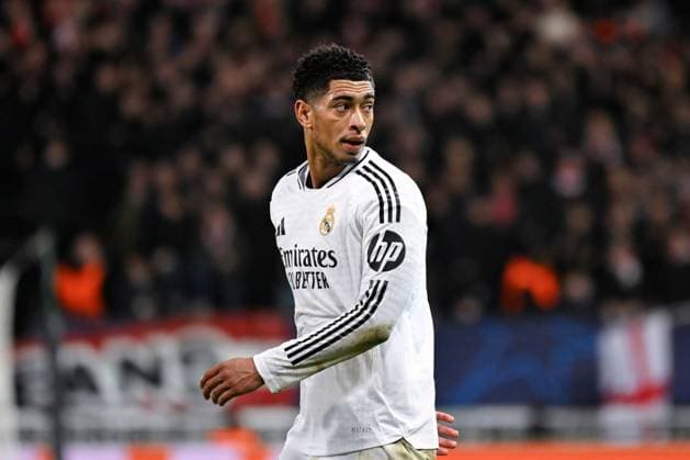 FOOTBALL : Brest vs Real Madrid - Ligue des Champions - 29 01 2025 Jude Bellingham ( 5 - Real Madrid ) during the UEFA Champions League match between Stade Brestois 29 and Real Madrid CF at Stade de Roudourou on January 29 , 2025 in Guingamp, France. ( Photo by Dante Badano PsnewZ ) - GuingampFrance  Copyright: xDantexBadanox