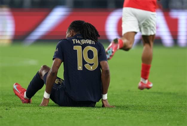 Khephren Thuram (Juventus Fc) looks dejected, UEFA Champions League 2024 25 League Phase MD1, Juventus Turin v SL Benfica, Allianz Stadium, January 29, 2025, Turin, Italy.