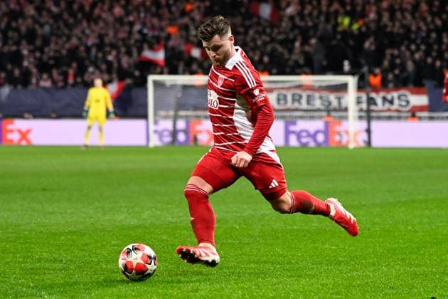 FOOTBALL : Brest vs Real Madrid - Ligue des Champions - 29 01 2025 Hugo MAGNETTI ( 8 - Brest ) during the UEFA Champions League match between Stade Brestois 29 and Real Madrid CF at Stade de Roudourou on January 29 , 2025 in Guingamp, France. ( Photo by Dante Badano PsnewZ ) - GuingampFrance  Copyright: xDantexBadanox