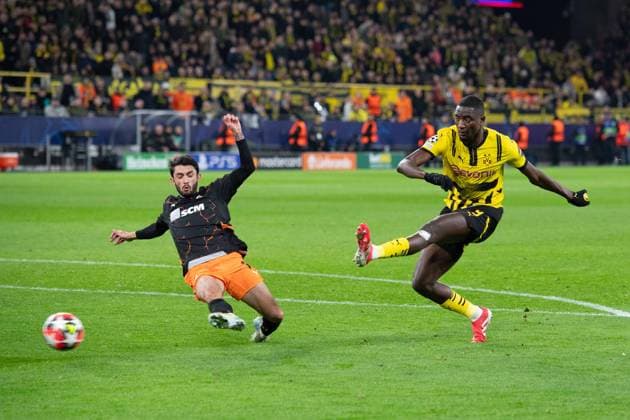 Serhou GUIRASSY DO scores the goal for 2 0 Football Champions League, Matchday 8, Borussia Dortmund DO Shakhtar Donetsk Donetsk , on 29 01 2025 in Dortmund Germany UEFA regulations prohibit any use of photographs as image sequences and or quasi video Â