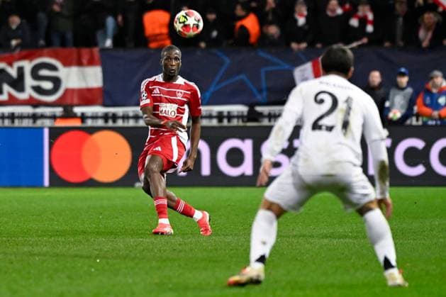 FOOTBALL : Brest vs Real Madrid - Ligue des Champions - 29 01 2025 Soumaila Coulibaly ( 44 - Brest ) during the UEFA Champions League match between Stade Brestois 29 and Real Madrid CF at Stade de Roudourou on January 29 , 2025 in Guingamp, France. ( Photo by Dante Badano PsnewZ ) - GuingampFrance  Copyright: xDantexBadanox