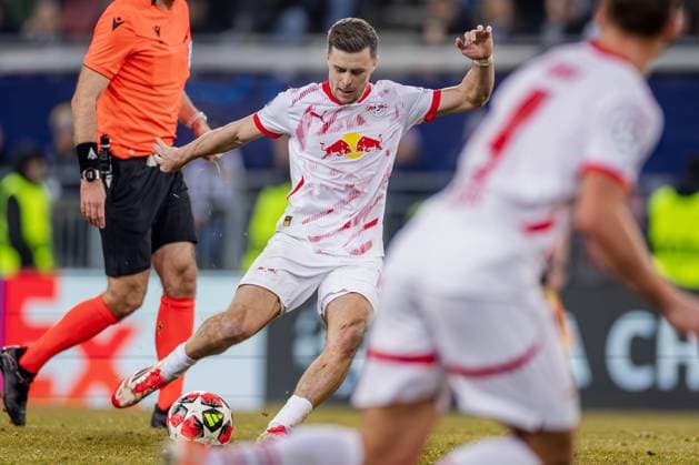 SOCCER - UEFA CL, Sturm vs RB Leipzig KLAGENFURT,AUSTRIA,29.JAN.25 - SOCCER - UEFA Champions League, SK Sturm Graz vs RasenBallsport Leipzig. Image shows Christoph Baumgartner (RB Leipzig).  GEPAxpictures xMatthiasxTrinkl