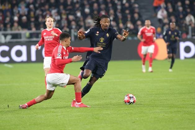 Vangelis Pavlidis (SL Benfica) scores the goal during Juventus FC vs SL Benfica, UEFA Champions League football match in Turin, Italy, January 29 2025  Copyright: xClaudioxBenedetto IPAxSportx xipa-agency.netx xx IPA_53440866 IPA_Agency_IPA53440866