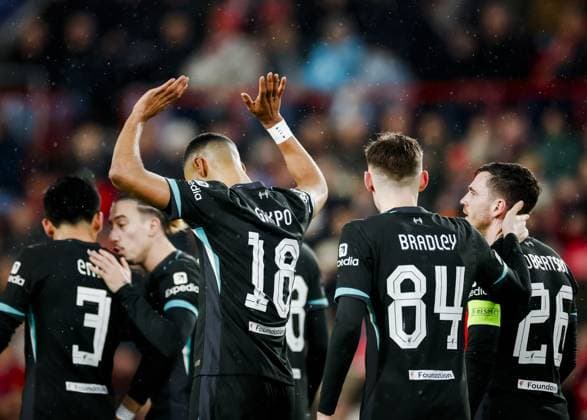 EINDHOVEN - Cody Gakpo of Liverpool FC scores the 0-1 during a penalty during the UEFA Champions League match between PSV Eindhoven and Liverpool FC at Phillips Stadium on Jan. 29, 2025 in Eindhoven, Netherlands. ANP ROBIN VAN LONKHUIJSEN UEFA Champions League 2024 25 League Phase MD8 2024 25 xVIxANPxSportx xxANPxIVx 518656652 originalFilename: 518656652.jpg