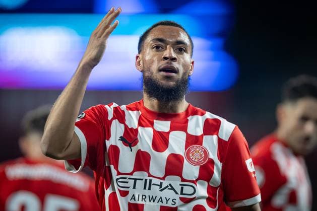 Arnaut Danjuma Girona FC celebrates during a UEFA Champions League match between Girona FC and Arsenal FC at Estadi Municipal de Montilivi in Girona, Girona, Spain, on January 29 2025 Photo by Felipe Mondino Copyright: x@FELIPExMONDINOx