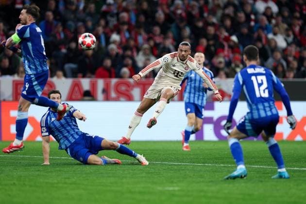 Soccer Champions League Matchday 8 FC Bayern Munich SK Slovan Bratislava on 29 01 2025 at the Allianz Arena in Munich Leroy Sane Munich on a goal attempt xMSx