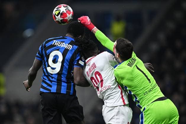 Cm Milano 29 01 2025 - Champions League Inter-Monaco foto Cristiano Mazzi Image nella foto: Marcus Thuram-Mohammed Salisu-Radoslaw Majecki 