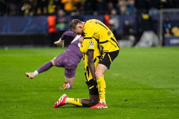 GER, UEFA Champions League, Matchday 8 Borussia Dortmund vs FC Shakhtar Donetsk 29 01 2025, Signal Iduna Park, Dortmund, GER, UEFA Champions League, Matchday 8 Borussia Dortmund vs FC Shakhtar Donetsk In the picture Goal celebrations for the 2-0 goal by Sehrou Guirassy Borussia Dortmund, 9 Maximilian Beier Borussia Dortmund, 14 nordphotoxGmbHxx xChristianxSchulze nph000300