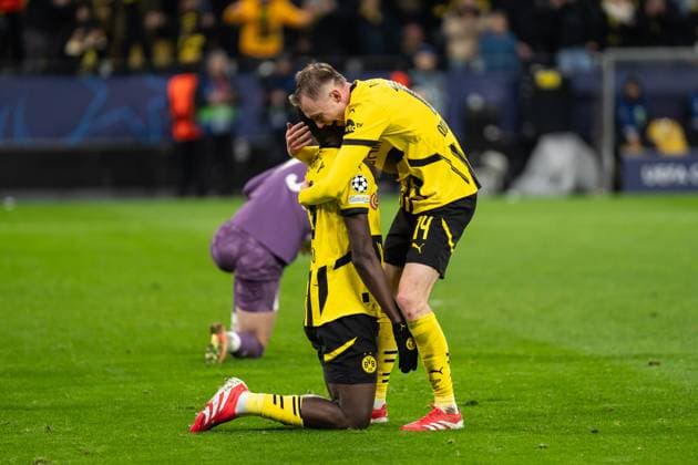 GER, UEFA Champions League, Matchday 8 Borussia Dortmund vs FC Shakhtar Donetsk 29 01 2025, Signal Iduna Park, Dortmund, GER, UEFA Champions League, Matchday 8 Borussia Dortmund vs FC Shakhtar Donetsk In the picture Goal celebrations for the 2-0 goal by Sehrou Guirassy Borussia Dortmund, 9 Maximilian Beier Borussia Dortmund, 14 nordphotoxGmbHxx xChristianxSchulze nph000300