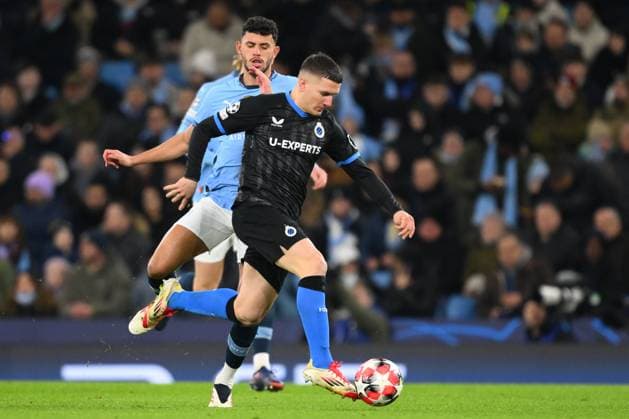 Manchester City v Club Brugge - UEFA Champions League MANCHESTER, ENGLAND - JANUARY 29 : Tzolis Christos forward of Club Brugge in action during the UEFA Champions League 2024 25 League Phase MD8 match between Manchester City and Club Brugge on January 29, 2025 in Manchester, England, 29 01 2025 Manchester England  Copyright: xTomasxSiskx